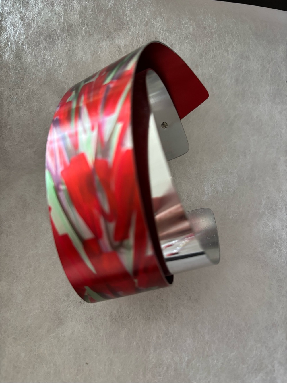Red Floral Aluminum Cuff Bracelet